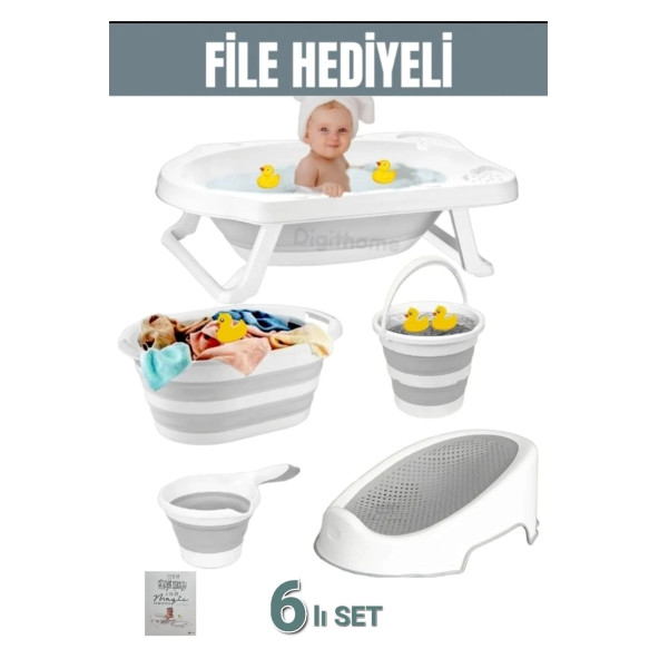 Free Bebek 6'lı Bebek Küvet Set (Fileli) cm - 6 Parça Bebe Seti Katlanır ürün görseli 1