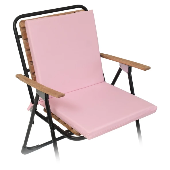 XPERMATE  Sandalye Minderi Su İtici Kumaş 40x40 cm Sünger Sırtlıklı Sandalye Minderi Bağcıklı Pembe ürün görseli 1