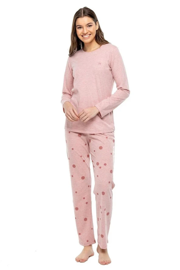 Mod Kadın Pembe Uzun Kol Pijama Takım 3993 ürün görseli 1