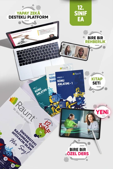 Raunt Premium YKS 2027 Eşit Ağırlık Hazırlık Seti - 30 Canlı Özel Ders + Birebir Sınav Koçluğu (Yapay Zeka Destekli Dijital Platform ve 42 Parça Basılı Kitap Seti) ürün görseli 1