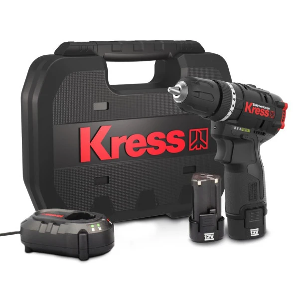 Kress KUC12 12Volt/2.0Ah Li-ion Çift Akülü Kömürsüz Profesyonel Şarjlı Darbeli Matkap ürün görseli 1