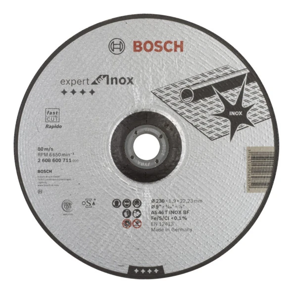 Bosch - 230*1,9mm Expert Serisi Bombeli Inox (Paslanmaz Çelik) Kesme Diski (Taş) - Rapido ürün görseli 1
