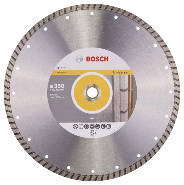 Bosch - Standard Seri Genel Yapı Malzemeleri İçin Turbo Segman Elmas Kesme Diski 350 mm ürün görseli 1