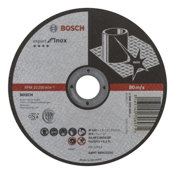 Bosch - 150*1,6 mm Expert Serisi Düz Inox (Paslanmaz Çelik) Kesme Diski (Taş) ürün görseli 1