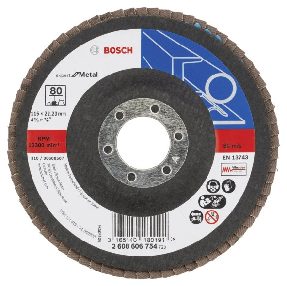 Bosch - 115 mm 80 Kum Expert Serisi Metal Flap Disk ürün görseli 1