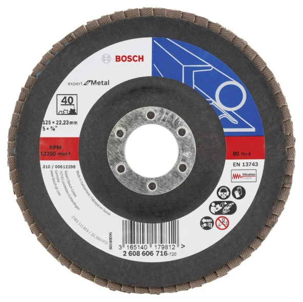 Bosch - 125 mm 40 Kum Expert Serisi Metal Flap Disk ürün görseli 1