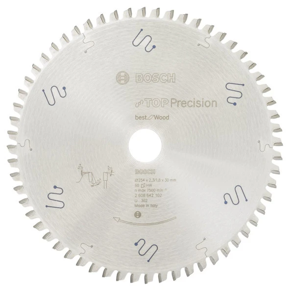Bosch - Best Serisi Hassas Kesim Ahşap için Daire Testere Bıçağı 254*30 mm 60 Diş ürün görseli 1
