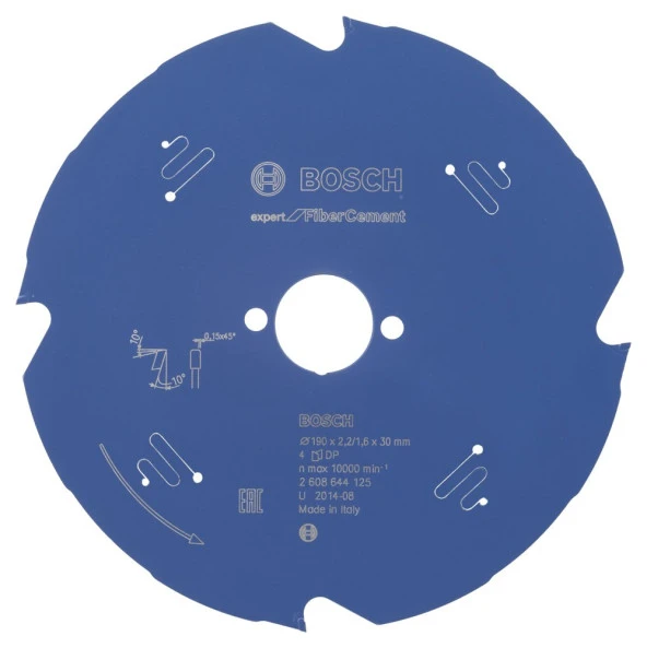 Bosch - Expert Serisi Lifli Çimento Ve Alçıpan için Daire Testere Bıçağı 190*30 mm 4 Diş ürün görseli 1