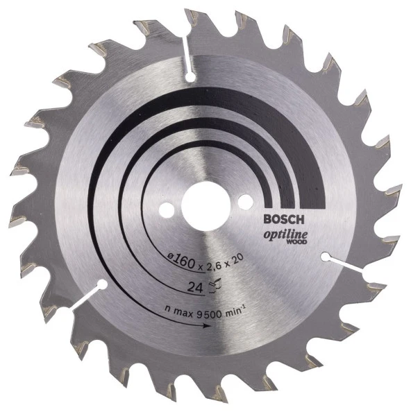 Bosch - Optiline Serisi Ahşap için Daire Testere Bıçağı 160*20/16 mm 24 Diş ürün görseli 1