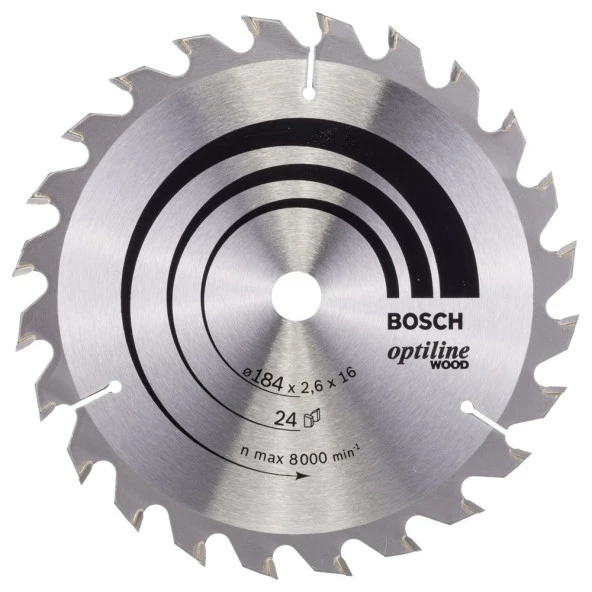 Bosch - Optiline Serisi Ahşap için Daire Testere Bıçağı 184*16 mm 24 Diş ürün görseli 1