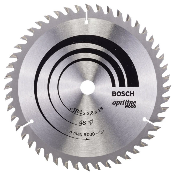 Bosch - Optiline Serisi Ahşap için Daire Testere Bıçağı 184*16 mm 48 Diş ürün görseli 1