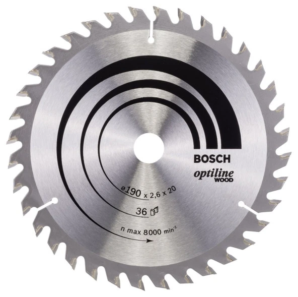 Bosch - Optiline Serisi Ahşap için Daire Testere Bıçağı 190*20/16 mm 36 Diş ürün görseli 1