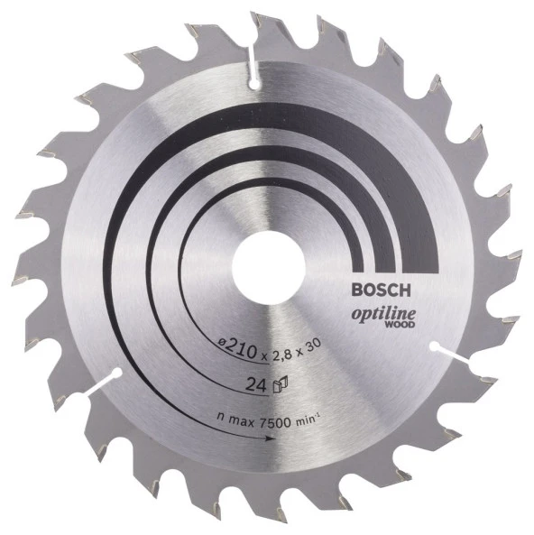 Bosch - Optiline Serisi Ahşap için Daire Testere Bıçağı 210*30 mm 24 Diş ürün görseli 1