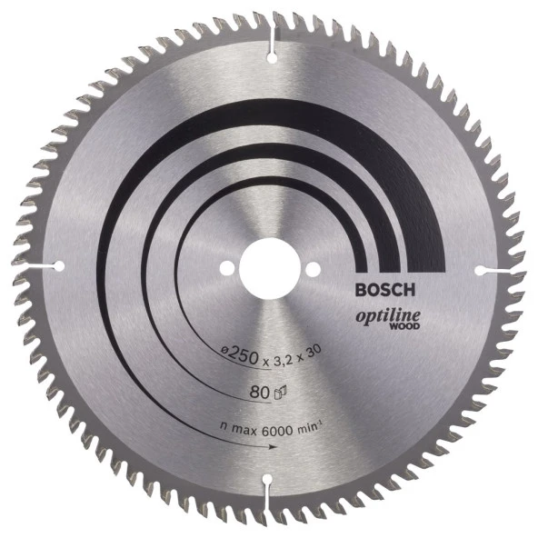 Bosch - Optiline Serisi Ahşap için Daire Testere Bıçağı 250*30 mm 80 Diş ürün görseli 1