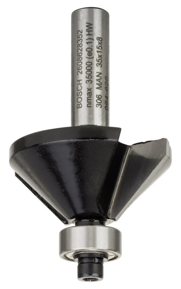 Bosch - Standard Seri Ahşap İçin Çift Oluklu, Sert Metal Bilya Yataklı Pah Açma Frezesi 8*11*45 mm ürün görseli 1