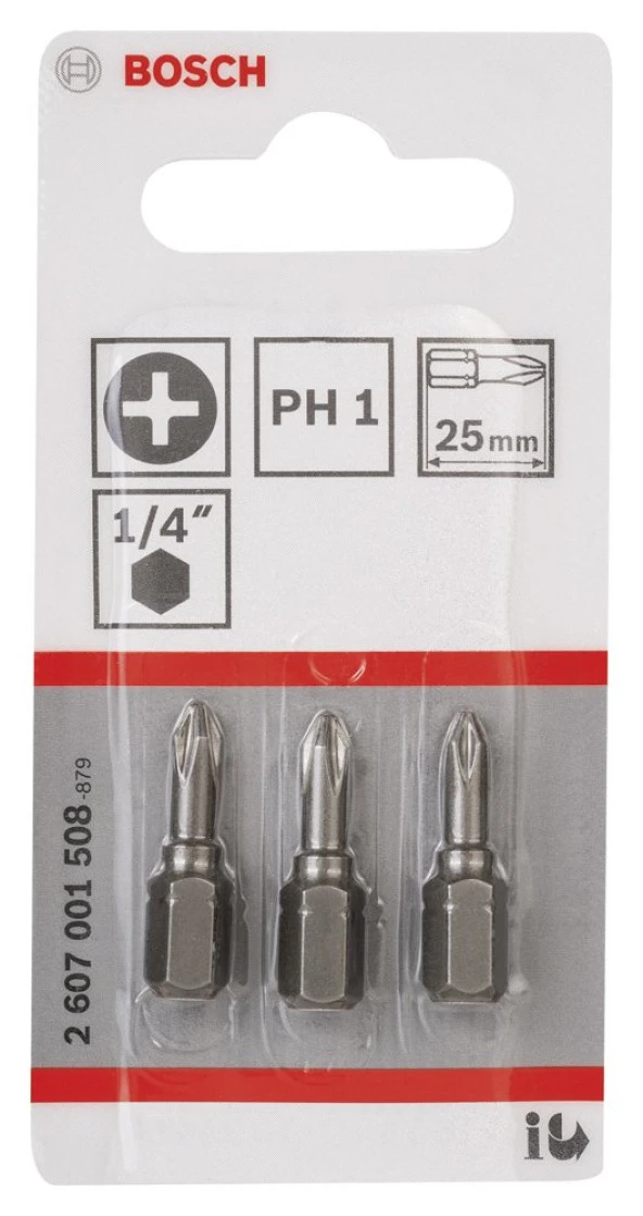 Bosch - Extra Hard Serisi Vidalama Ucu PH1*25 mm 3'lü - Resim 2