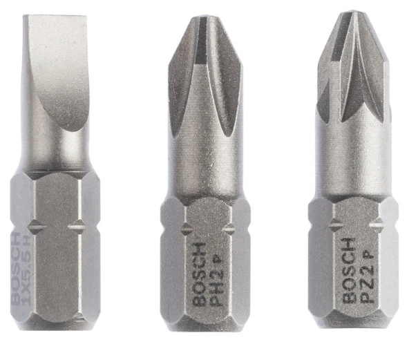Bosch - 3 Parçalı Extra Hard Serisi Vidalama Ucu Seti PH2/PZ2/SL1,0*25 mm ürün görseli 1