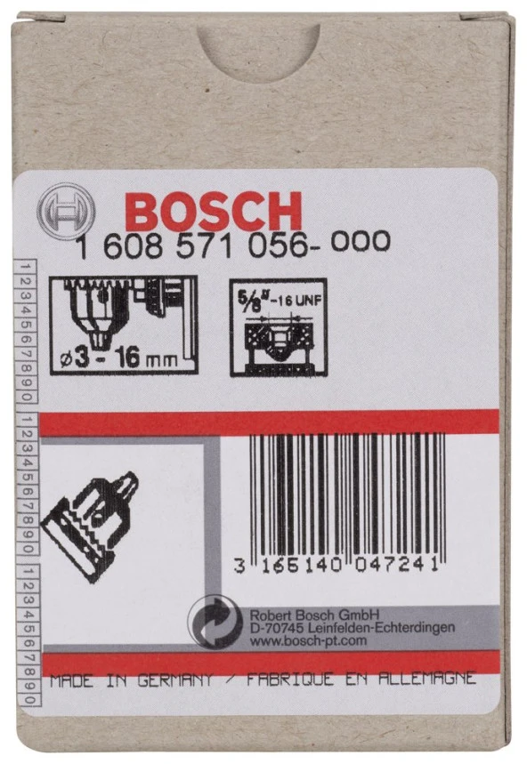 Bosch - 3-16 Mm - 5/8"-16 Anahtarlı Mandren - Resim 2
