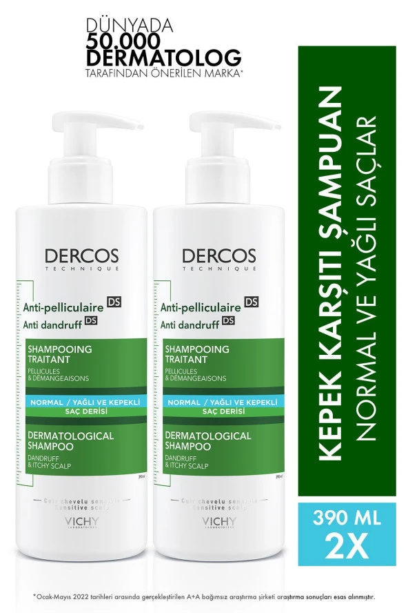 Vichy Dercos Anti-dandruff Kepek Karşıtı Şampuan Normal & Yağlı Saçlar 390 Ml x 2 adet ürün görseli 1