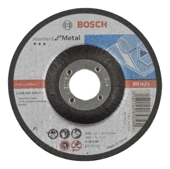 Bosch - 115*2,5 mm Standard Seri Bombeli Metal Kesme Diski (Taş) ürün görseli 1