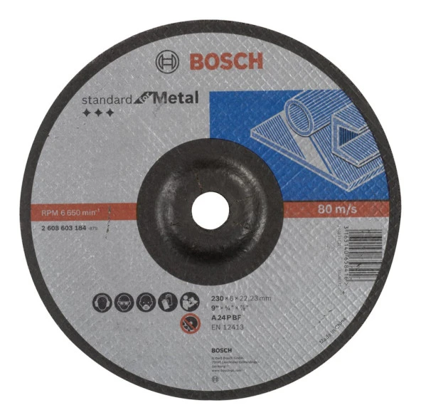 Bosch - 230*6,0 mm Standard Seri Bombeli Metal Taşlama Diski (Taş) ürün görseli 1