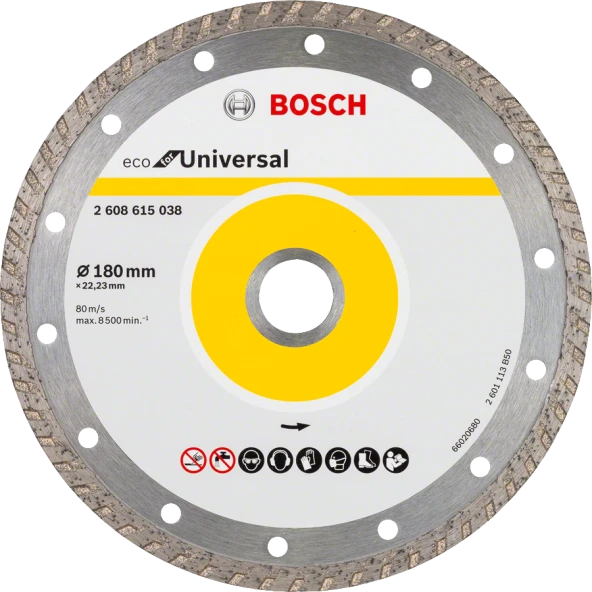 Bosch - Ekonomik Seri 9+1 Genel Yapı Malzemeleri İçin Elmas Kesme Diski 180 mm Turbo ürün görseli 1