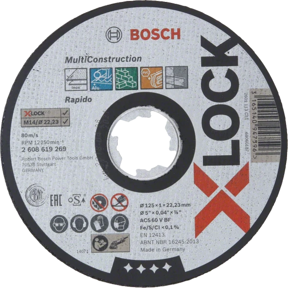 Bosch - X-LOCK - 125*1,0 mm Çoklu Malzemelerde Kullanım İçin Düz Kesme Diski (Taş) ürün görseli 1