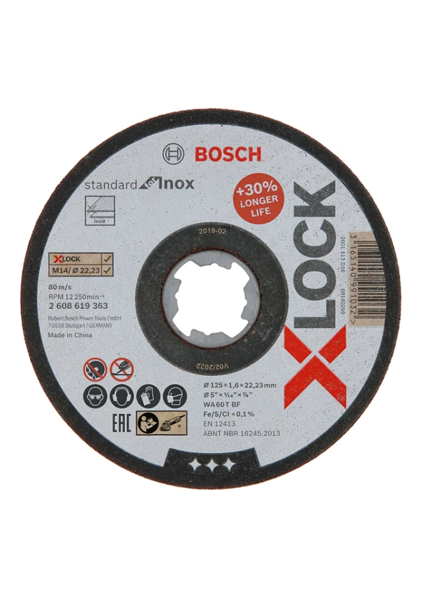Bosch - X-LOCK - 125*1,6 mm Standard Seri Düz Inox (Paslanmaz Çelik) Kesme Diski (Taş) ürün görseli 1
