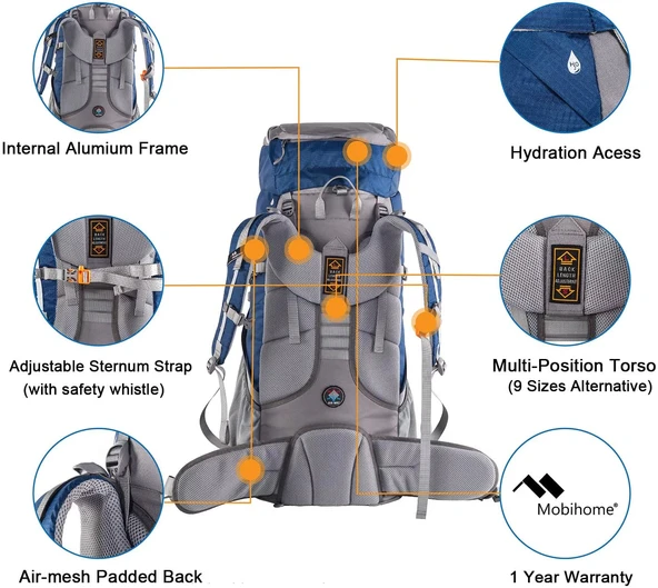 Mobihome Hiking Sırt Çantası 60 Litre - Resim 3
