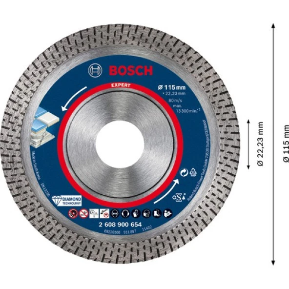 Bosch Expert Hardceramic Elmas Kesme Diski 115 x 22,23 x 1,4 x 10 mm ürün görseli 1