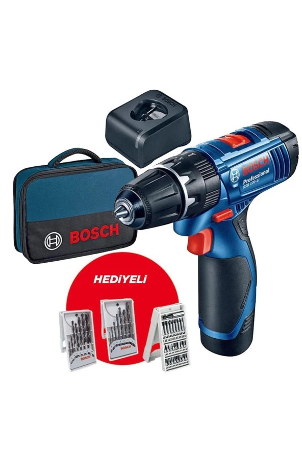 Bosch Gsb 120-Lı Tek Akülü Darbeli Matkap + 39 Parça Set ürün görseli 1