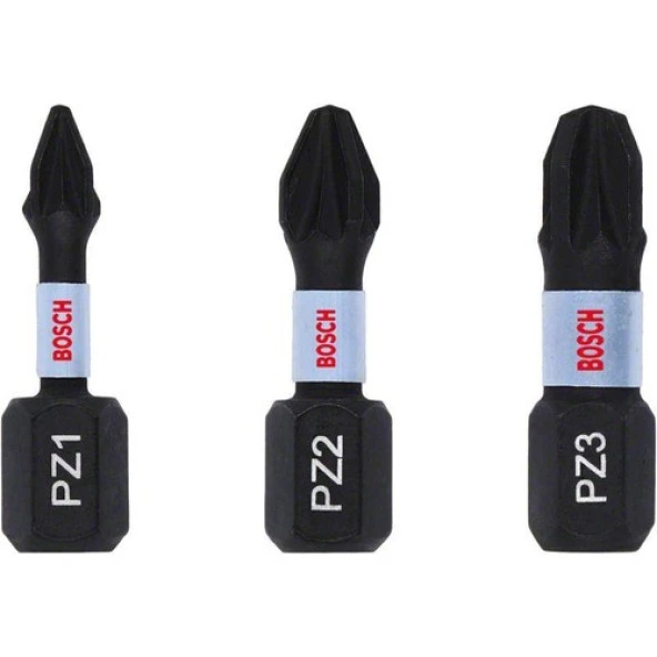 Bosch - Impact Control Serisi Vidalama Ucu PZ*25 mm 3'lü Set (PZ1/2/3) ürün görseli 1