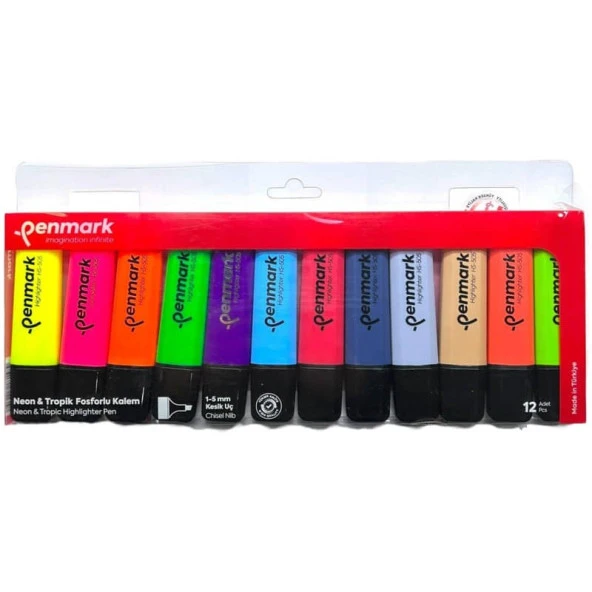 Penmark Fosforlu Kalem 12 Renk Set 6 NEON + 6 TROPİK ürün görseli 1