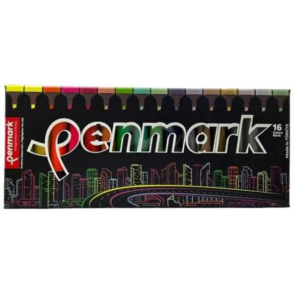 Penmark Fosforlu Kalem 16 Renk Set Süper Kutu ürün görseli 1