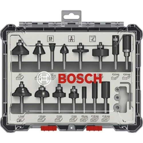 Bosch Freze Seti 15 Parça Karışık 6 mm (Pro) 2607017471 ürün görseli 1
