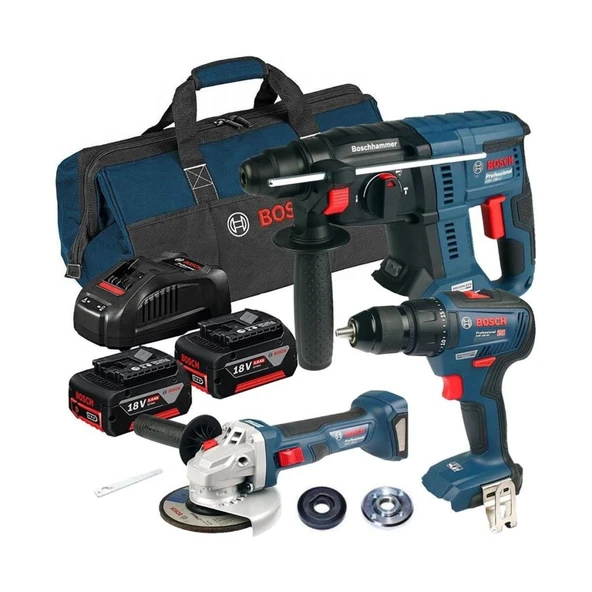 Bosch Professional Gsr 18V-50 + Gbh 180 + Gws 180 2 X Gba 18V 3Lu Set 5.0Ah 18V - 0615990M32 ürün görseli 1