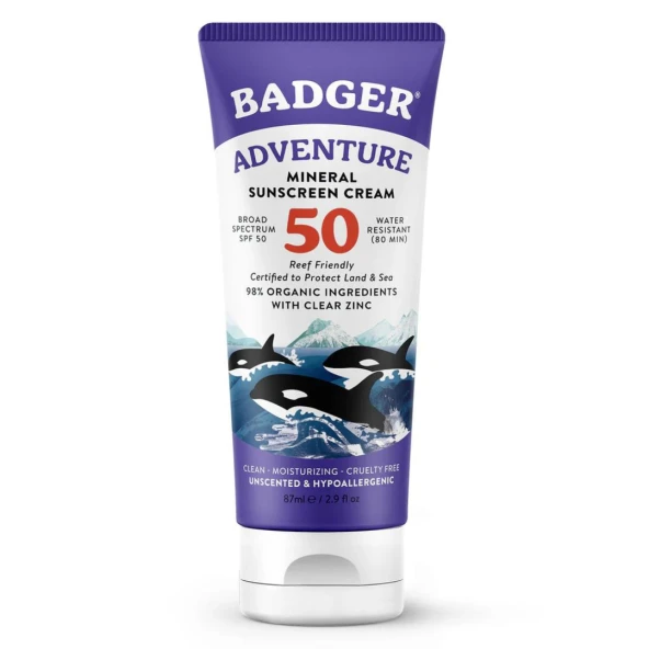 BADGER SPF50 ADVENTURE SPORT SUNCREEN CREAM 87ml ürün görseli 1