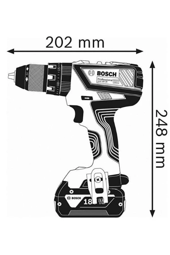 Bosch GSB 18V-50 Darb.Vid. (2x2.0Ah; L-Case) - Resim 2