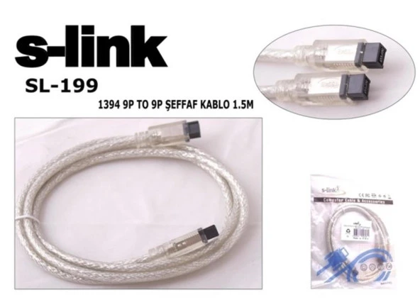 S-link SL-199 9pin To 9pin 1.5mt Firewire Kablo ürün görseli 1
