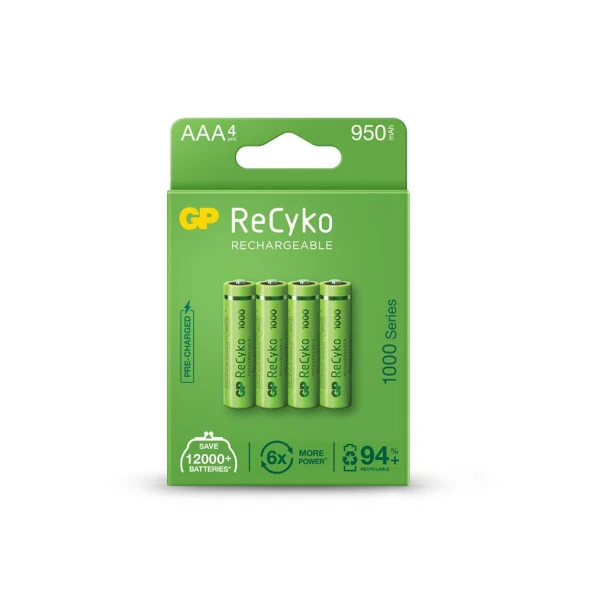 GP AAA 950 mAh Şarjlı İnce Kalem Pil 4'lü Paket GP100AAHCEMTR-4LÜ ürün görseli 1