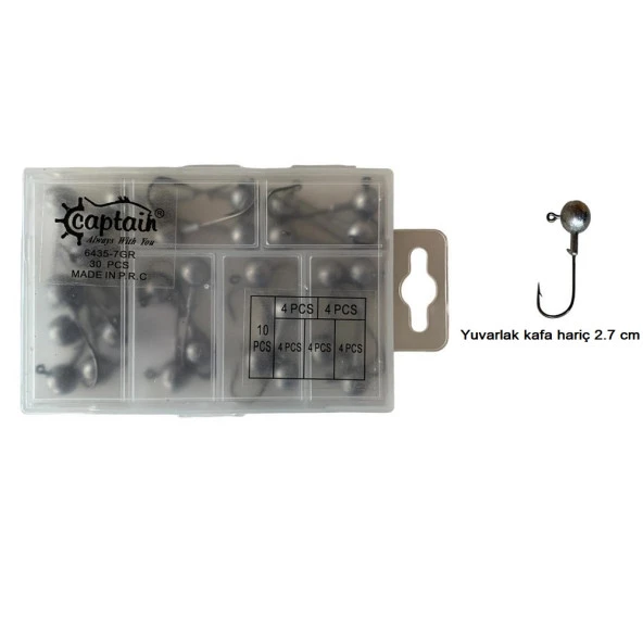 Captain 6435 Compact Eco Kutulu Jig Head Seti 7gr 30 Adet ürün görseli 1