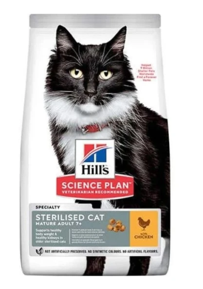 Hill's Mature Adult +7 Sterilised Tavuklu Kısırlaştırılmış Yaşlı Kedi Maması 1,5 KG Açık Mama ürün görseli 1