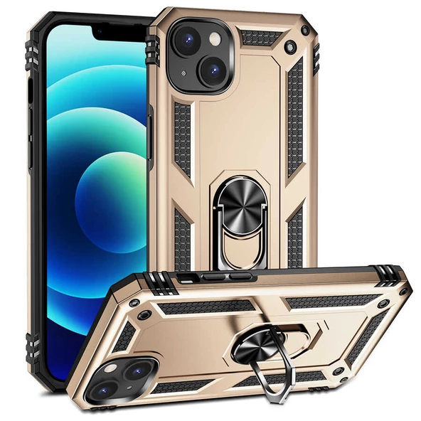 iPhone 14 Plus Kılıf Vega Tank Sert Yüzüklü Standlı Zırh Koruma Kapak ürün görseli 1
