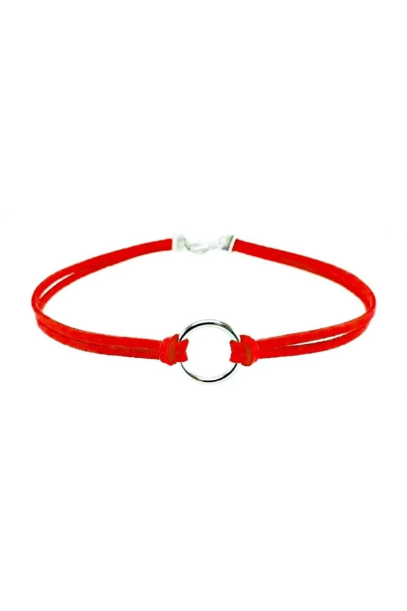 Kırmızı Renk Kadın Süet Round Choker ürün görseli 1