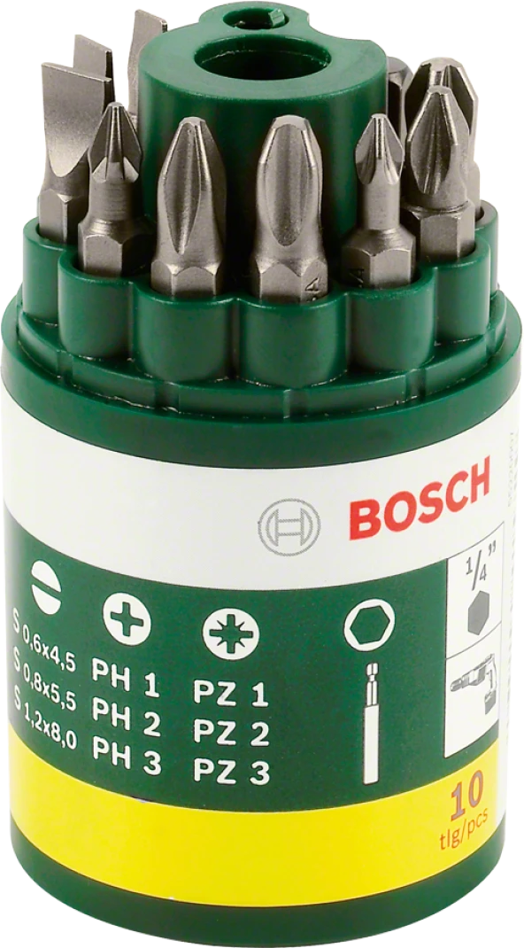 Bosch - 10 Parça Vidalama Ucu Seti (PH+PZ+S) ürün görseli 1