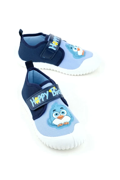 Gezer Yazlık Erkek Çocuk Keten Happy Bird Cırt Cırtlı Ayarlanabilir Ayakkabı Lacivert ürün görseli 1