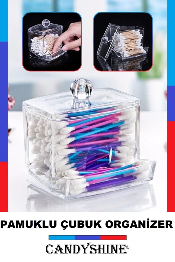Premium Klasik Pamuklu Çubuk Organizer Modern Kozmetik Düzenleyici Şık Pamukluk Makyaj Organizer ürün görseli 1