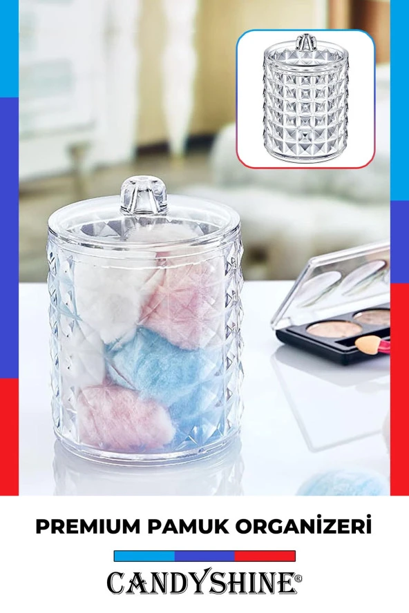 Diamond Premium Lüx Silindir Pamuk Organizeri Modern Lüx Makyaj Kozmetik Düzenleyici Şık Organizer ürün görseli 1