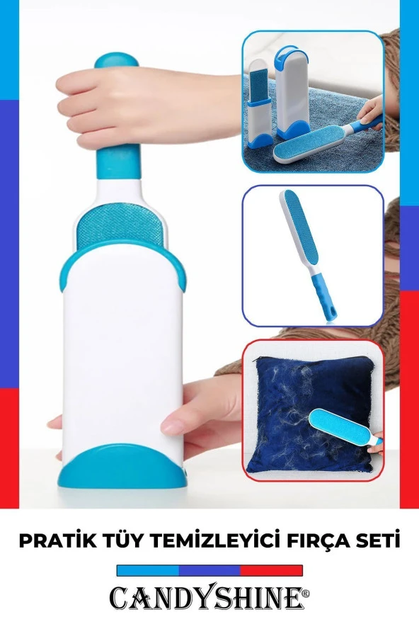 Deluxe Mucize Koltuk Kıyafet Halı Kedi Köpek Evcil Hayvan Tüy Toplayıcı Fırça Seti Premium Kalite ürün görseli 1