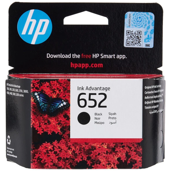 HP F6V25A (652) Siyah Mürekkep Kartuş ürün görseli 1